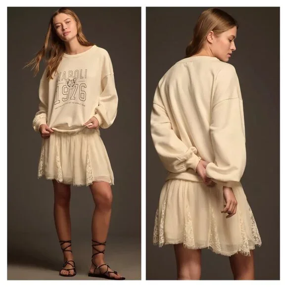 NWT Anthropologie Pilcro Sweatshirt Twofer Mini Dress - Picture 2 of 5